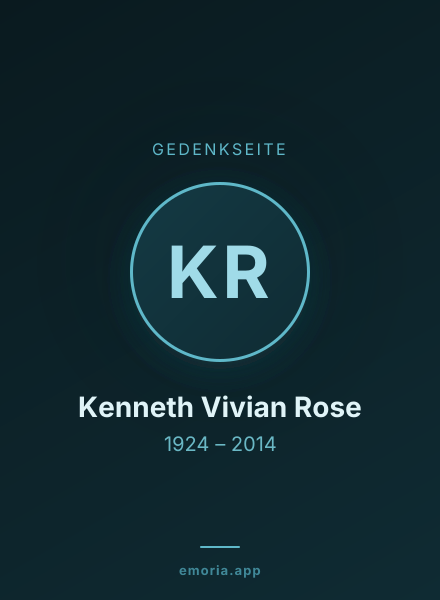 Gedenkportrait von Kenneth Vivian Rose