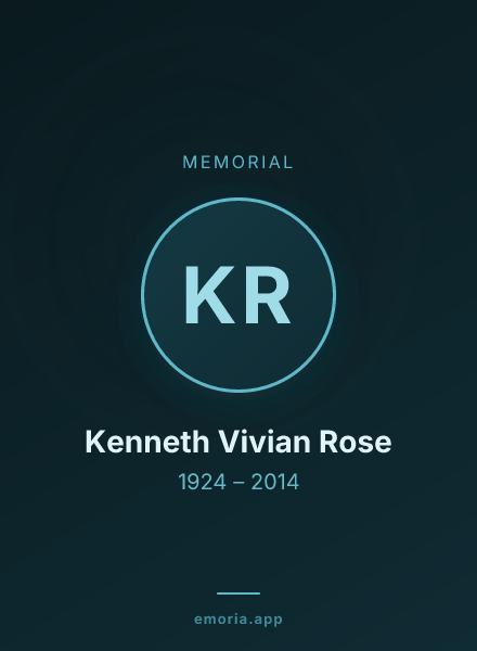 Memorial portrait of Kenneth Vivian Rose