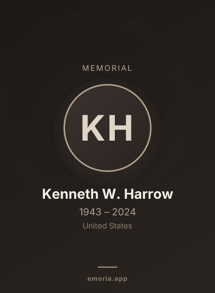 Memorial portrait of Kenneth W. Harrow
