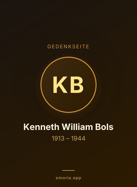 Gedenkportrait von Kenneth William Bols