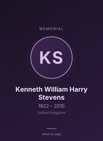 Memorial portrait of Kenneth William Harry Stevens