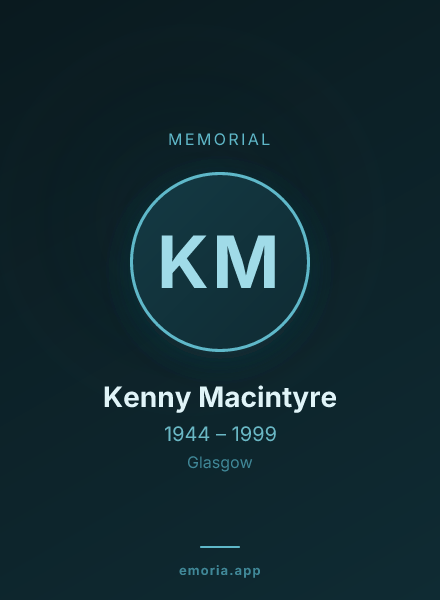 Memorial portrait of Kenny Macintyre