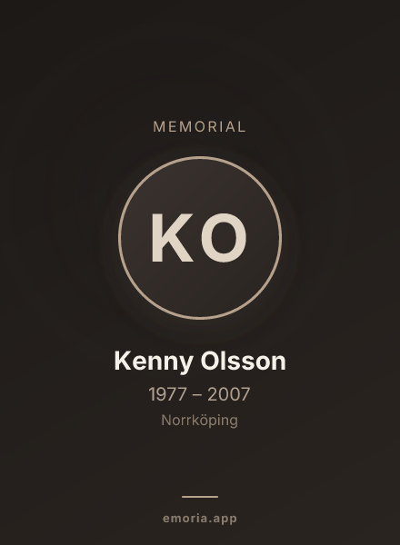 Memorial portrait of Kenny Olsson