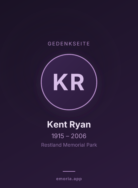 Gedenkportrait von Kent Ryan