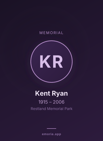 Memorial portrait of Kent Ryan