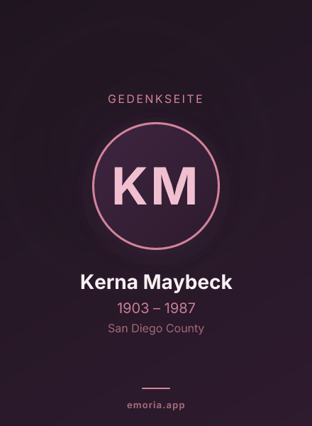 Gedenkportrait von Kerna Maybeck