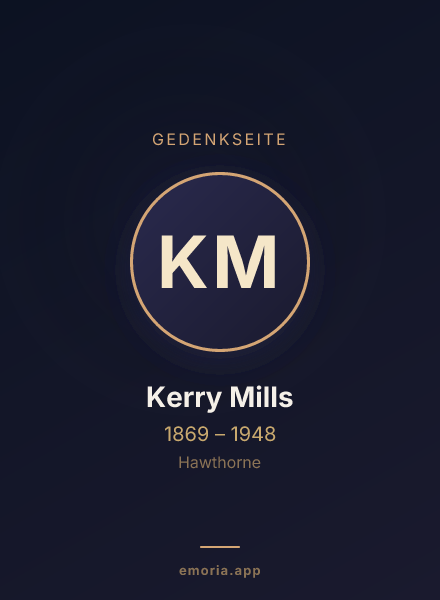 Gedenkportrait von Kerry Mills