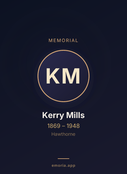 Memorial portrait of Kerry Mills