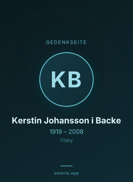 Gedenkportrait von Kerstin Johansson i Backe