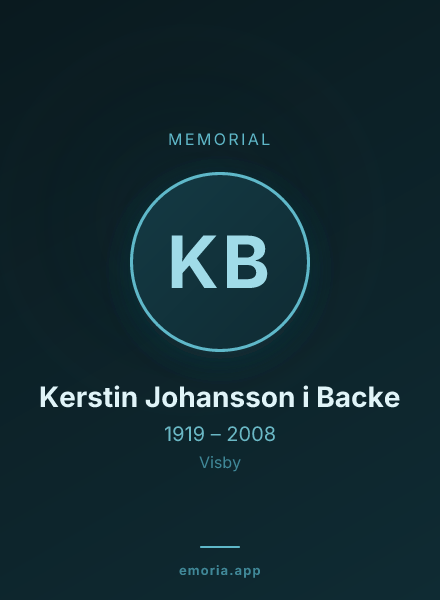 Memorial portrait of Kerstin Johansson i Backe