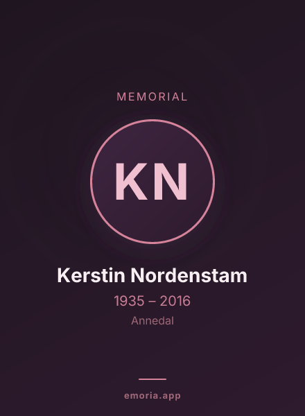 Memorial portrait of Kerstin Nordenstam