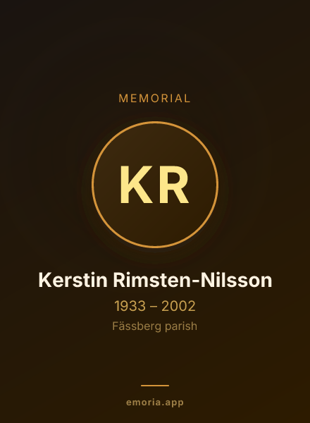 Memorial portrait of Kerstin Rimsten-Nilsson