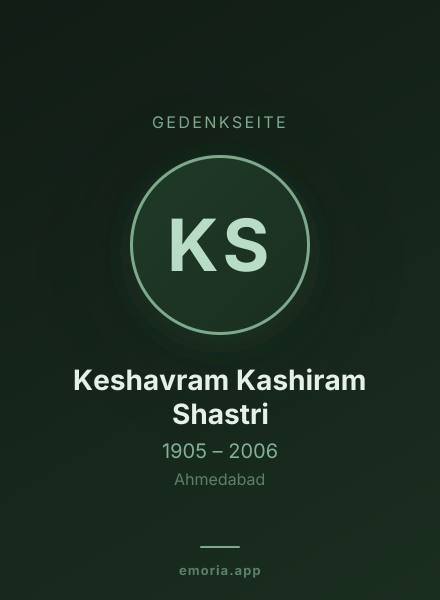Gedenkportrait von Keshavram Kashiram Shastri