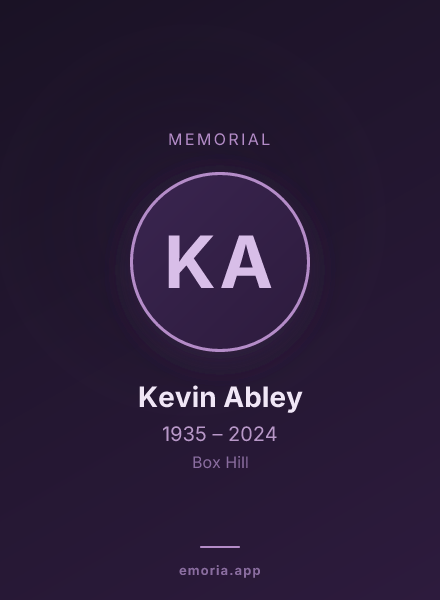 Memorial portrait of Kevin Abley
