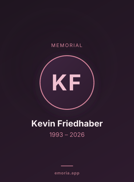 Memorial portrait of Kevin Friedhaber
