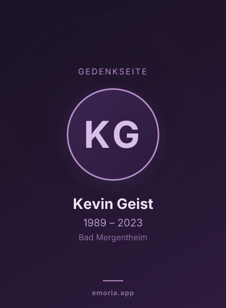 Gedenkportrait von Kevin Geist