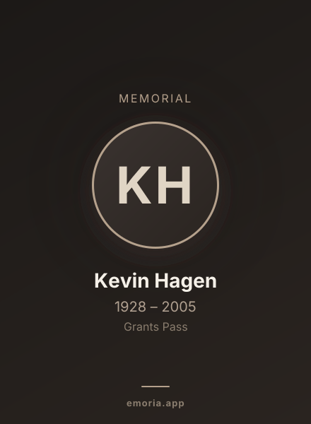 Memorial portrait of Kevin Hagen