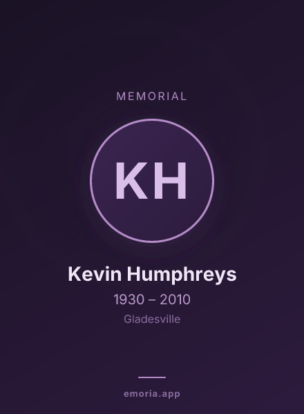 Memorial portrait of Kevin Humphreys