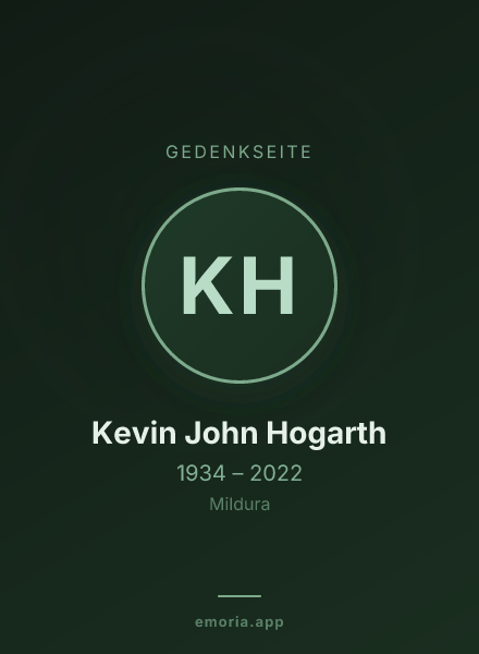 Gedenkportrait von Kevin John Hogarth