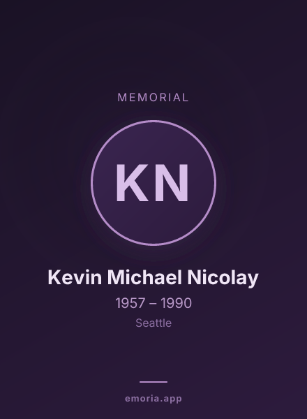 Memorial portrait of Kevin Michael Nicolay