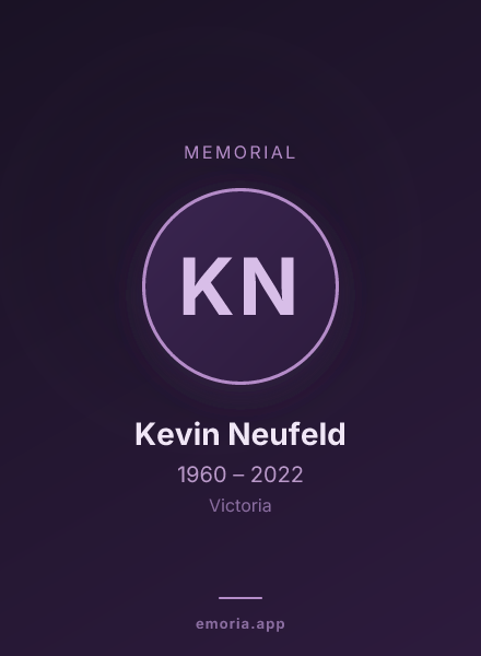 Memorial portrait of Kevin Neufeld