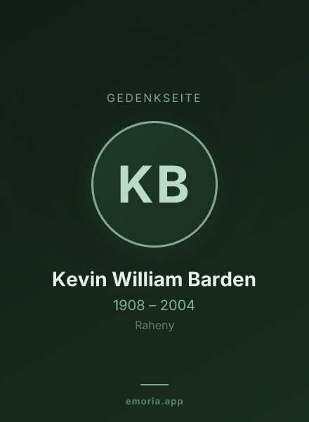 Gedenkportrait von Kevin William Barden