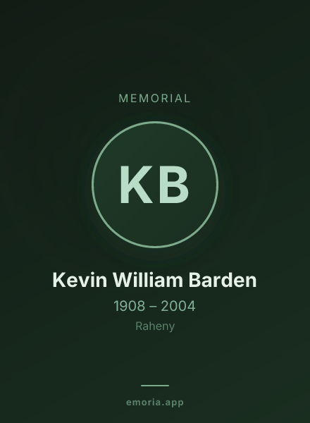 Memorial portrait of Kevin William Barden