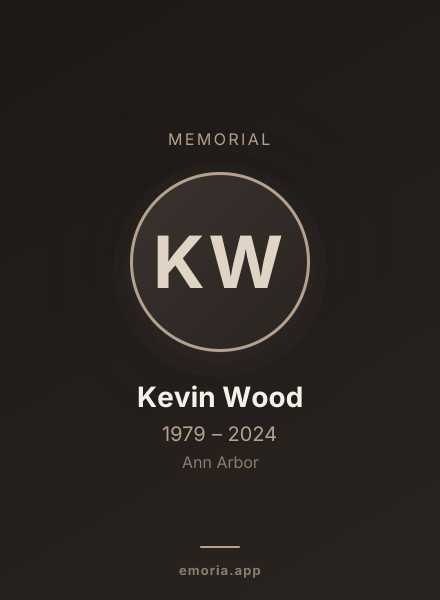 Memorial portrait of Kevin Wood