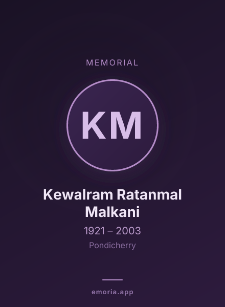 Memorial portrait of Kewalram Ratanmal Malkani