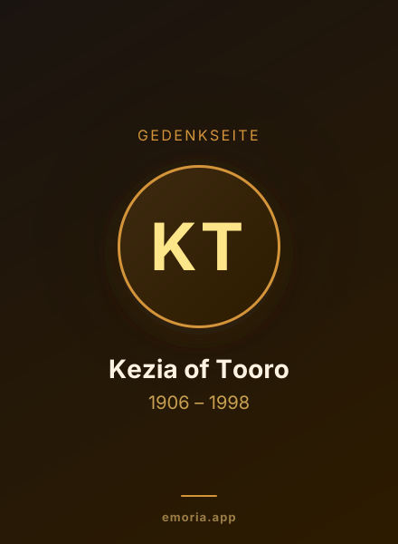 Gedenkportrait von Kezia of Tooro