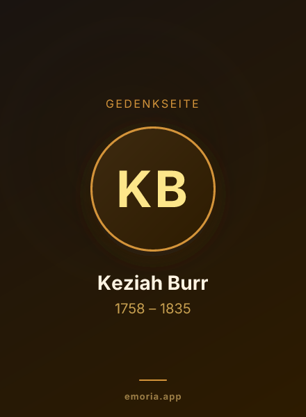 Gedenkportrait von Keziah Burr