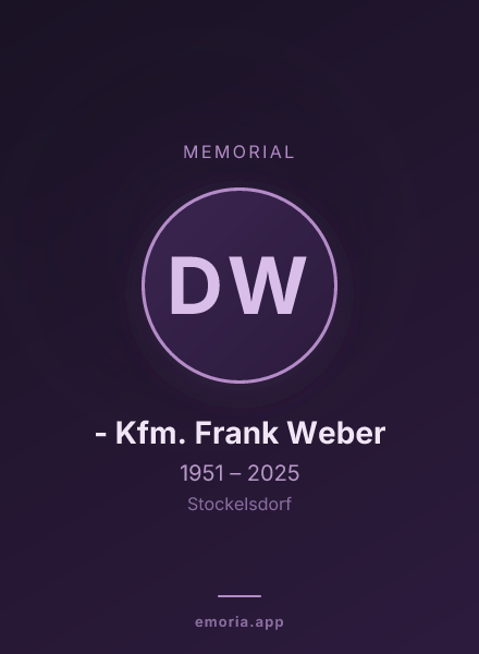 Memorial portrait of Dipl. - Kfm. Frank Weber