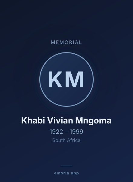 Memorial portrait of Khabi Vivian Mngoma