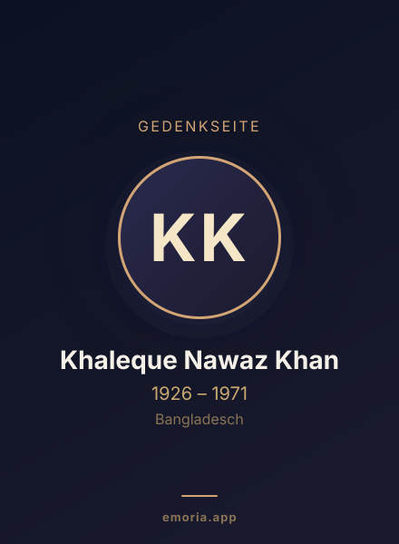 Gedenkportrait von Khaleque Nawaz Khan