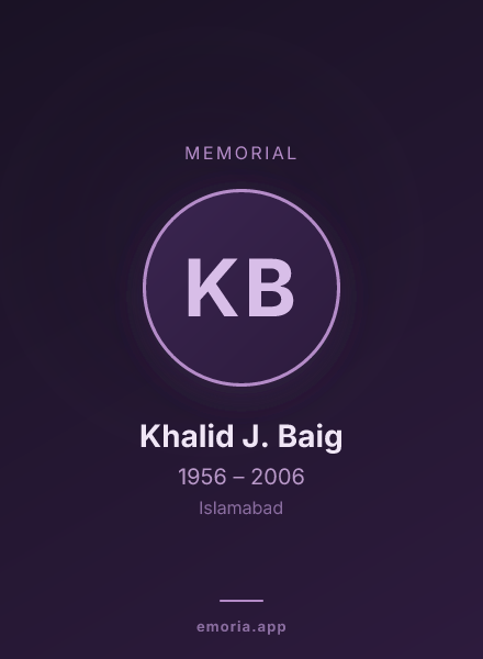 Memorial portrait of Khalid J. Baig