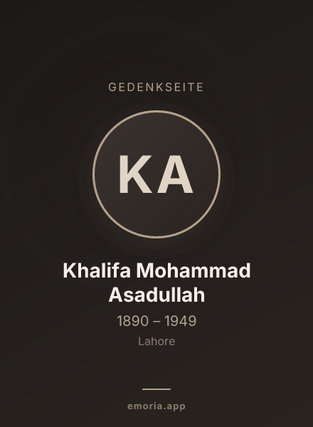 Gedenkportrait von Khalifa Mohammad Asadullah