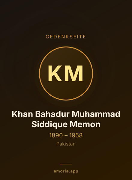 Gedenkportrait von Khan Bahadur Muhammad Siddique Memon