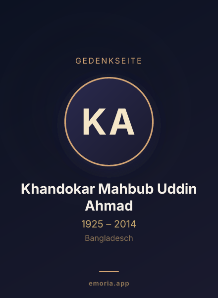 Gedenkportrait von Khandokar Mahbub Uddin Ahmad