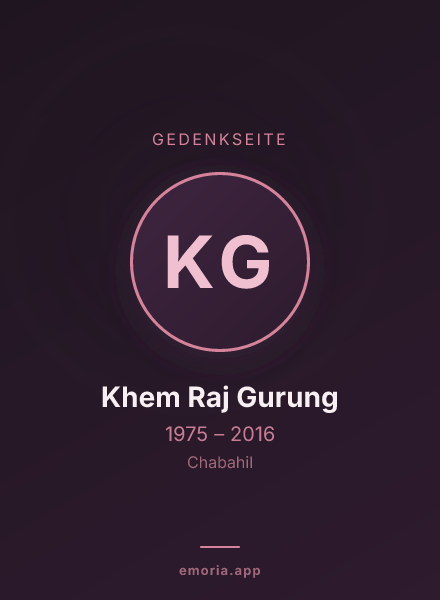 Gedenkportrait von Khem Raj Gurung