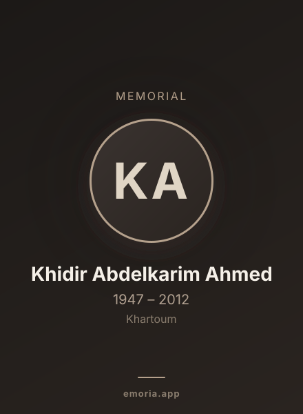 Memorial portrait of Khidir Abdelkarim Ahmed