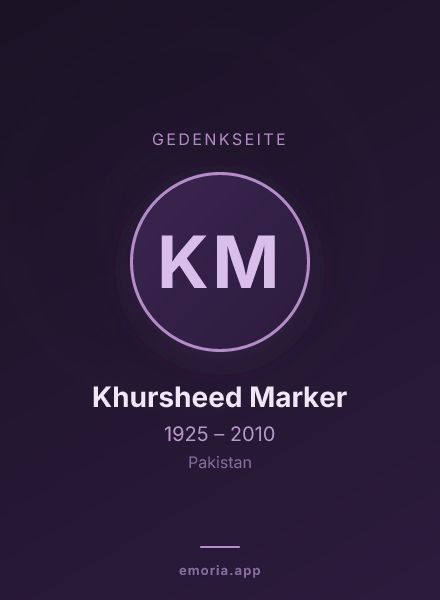 Gedenkportrait von Khursheed Marker