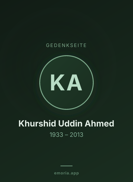 Gedenkportrait von Khurshid Uddin Ahmed