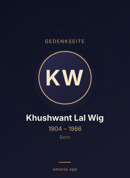 Gedenkportrait von Khushwant Lal Wig