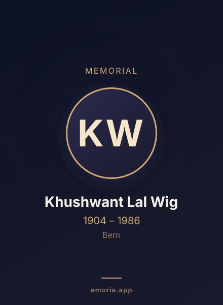 Memorial portrait of Khushwant Lal Wig