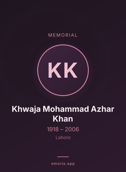 Memorial portrait of Khwaja Mohammad Azhar Khan