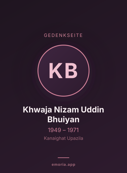 Gedenkportrait von Khwaja Nizam Uddin Bhuiyan