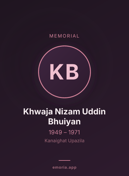 Memorial portrait of Khwaja Nizam Uddin Bhuiyan