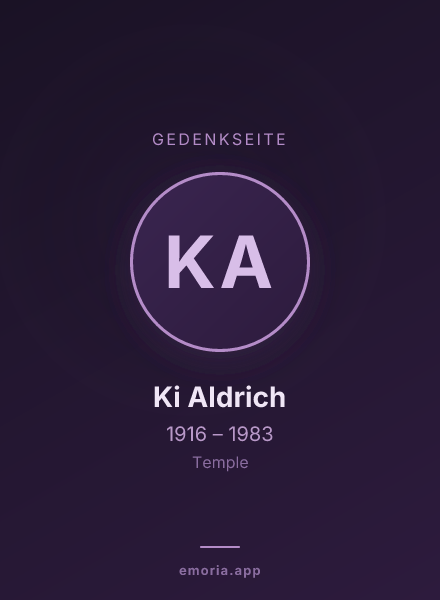 Gedenkportrait von Ki Aldrich