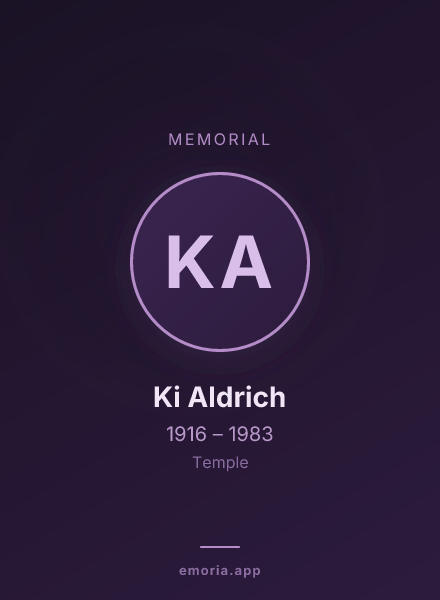 Memorial portrait of Ki Aldrich