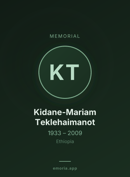 Memorial portrait of Kidane-Mariam Teklehaimanot